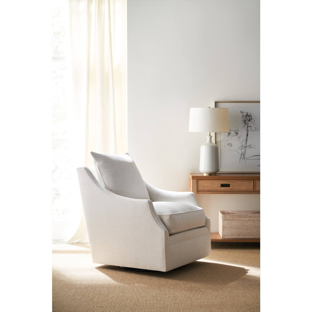 Kara Express Swivel Glider Chair In Nomad Snow - Rowe Furniture