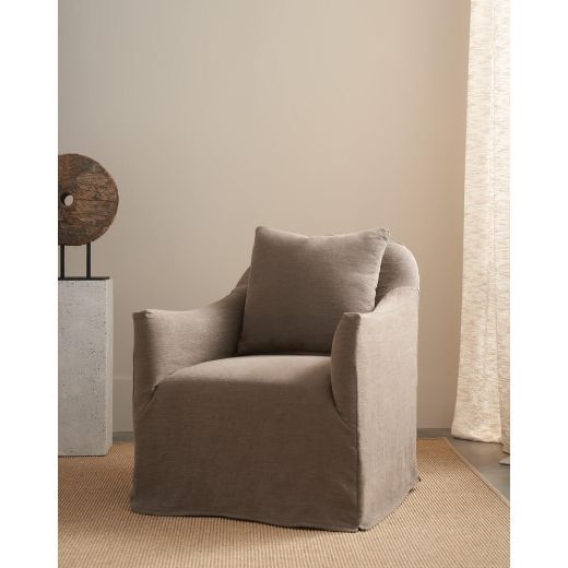 Picture of Mocha Noel Slipcovered Swivel Chair