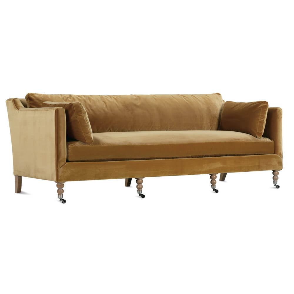 90” Madeline Sofa Antiqued Amber Velvet Rowe Furniture